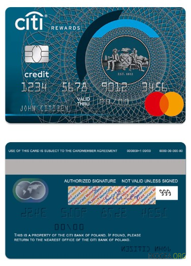 Pologne Carte de crédit mondiale CitiBank Mastercard